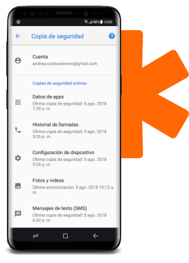Crea una copia de tus datos y configuración